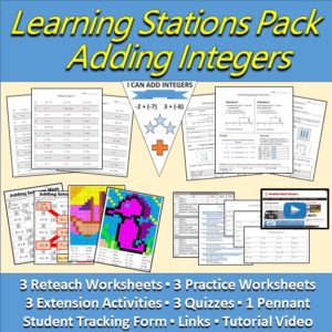 Adding Integers Learning Station Resource Pack