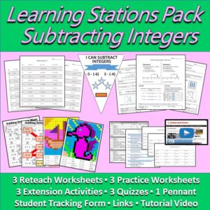 Subtracting Integers Learning Station Resource Pack