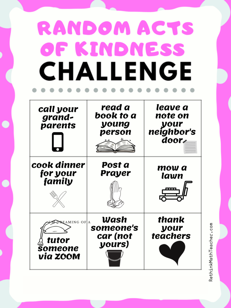 Random Acts of Kindness Challenge - while still social distancing - RETHINK  Math Teacher